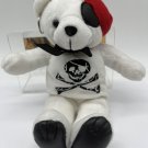 WHITE and Black Pirate Teddy Bear Plush Jolly Roger flag with earring eye patch