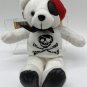 WHITE and Black Pirate Teddy Bear Plush Jolly Roger flag with earring eye patch
