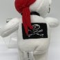 WHITE and Black Pirate Teddy Bear Plush Jolly Roger flag with earring eye patch