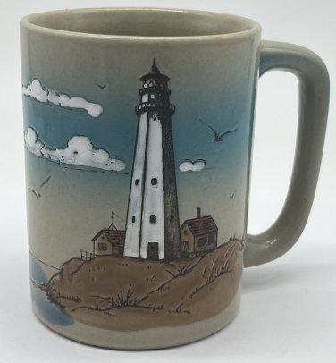 Otagiri 10 oz. Nautical Seaside Scene Mug Embossed Design Lighthouse Seagulls