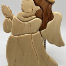 Intarsia Wood Art 3D Pieced 10” Christmas Holiday Guardian Angel Wall Hanging
