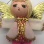 Vintage Christmas Cloth Angel Drawn Face Pink Legs Yarn Hair Japan 4â 1960s