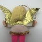 Vintage Christmas Cloth Angel Drawn Face Pink Legs Yarn Hair Japan 4â 1960s