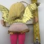 Vintage Christmas Cloth Angel Drawn Face Pink Legs Yarn Hair Japan 4â 1960s