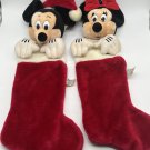 Mickey & Minnie Mouse 3D Plush Red Christmas Stocking Disneyland 22" Vintage