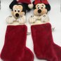 Mickey & Minnie Mouse 3D Plush Red Christmas Stocking Disneyland 22" Vintage