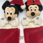 Mickey & Minnie Mouse 3D Plush Red Christmas Stocking Disneyland 22" Vintage