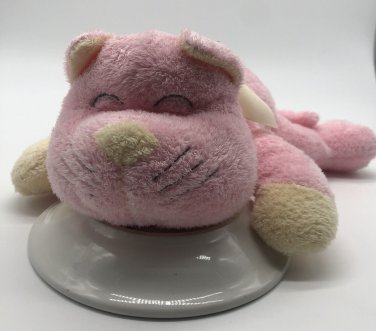 Russ Berrie Baby Cuddle Cat Pink Yellow Kitten Rattle Moon Stars CLEAN RARE HTF