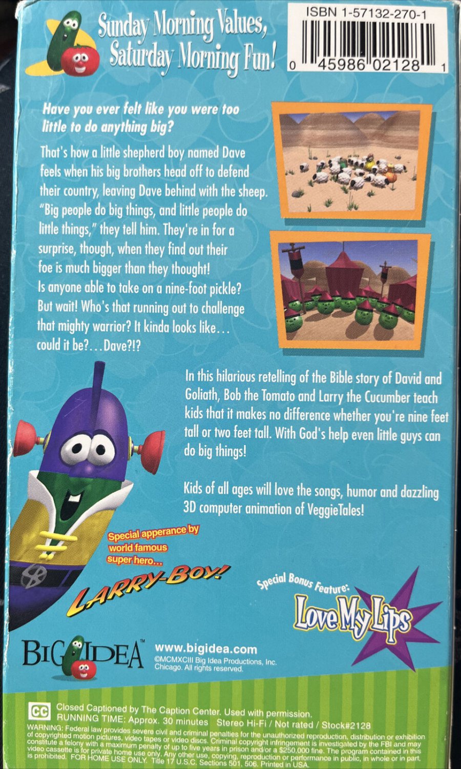 VEGGIE TALES DAVE AND THE GIANT PICKLE VHS TAPE 1993