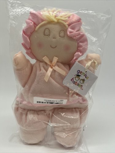 Eden So Soft baby doll pink pastel plush lovey satin trim yarn hair  10"