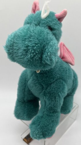 Gund Plush Snap Dragon Teal Green Pink 11" Stuffed Animal Toy Lovey 1990 Vintage