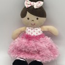 Okie Dokie Pink Polka Dot Ballerina Baby Rattle Plush Soft Doll Lovey Toy 11"