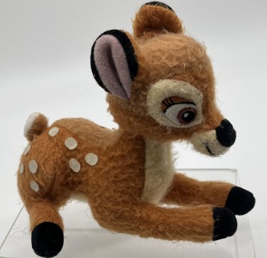 Disney Store FUZZY BAMBI Laying Down Stuffed Toy 6" mini bean bag plush