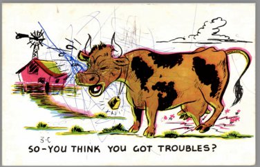 Laff Gram Humor Cow Postcard "So-You Think You Got..." VTG 1960 Posted Postcard