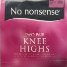 No Nonsense Comfort Top Nylon Knee Highs, Nude 29, Size One, Sheer Toe, 2 Ct