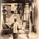 1940s Photo 3.5" x 2.5" Men Sawing Lumber by Hand Chifu Chifoo China Inscribed