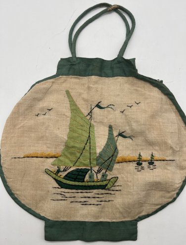 Antique Art Deco 1920s Chinese Lantern shaped Tote bag Handmade OOAK