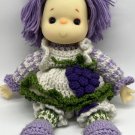 Handmade Strawberry Shortcake Grape Girl 19” Doll Crochet Vinyl Hands Face