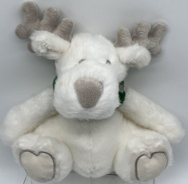 Bath & Body Works Holiday White Moose Reindeer Plush Stuffed Green Collar NWT 7&acirc;��