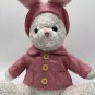 FUKEI TOYS FACTORY WHITE BUNNY RABBIT PINK RAIN COAT PLUSH TOY