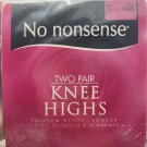 No Nonsense Comfort Top Nylon Knee Highs TAN One Size Sheer Toe 2 Pair 030