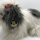 Chrisha Playful Plush Animal Shaggy Dog Sheepdog 17" White w/Black