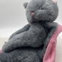 HUG-A-PET Dover BackPack Plush Rare Kitty Cat Gray & Pink Handbag