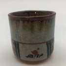 Handmade Japanese Pottery Tea Cup Yunomi Vintage Signed Glaze Brown Red Green