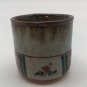 Handmade Japanese Pottery Tea Cup Yunomi Vintage Signed Glaze Brown Red Green