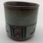 Handmade Japanese Pottery Tea Cup Yunomi Vintage Signed Glaze Brown Red Green