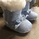 Mayoral Baby Slippers Booties Blue Knit Suede Bottoms