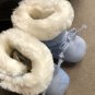 Mayoral Baby Slippers Booties Blue Knit Suede Bottoms