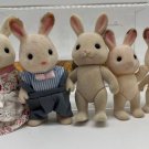Calico critters/sylvanian families Cream colored Bunny Family Of 5 Vintage