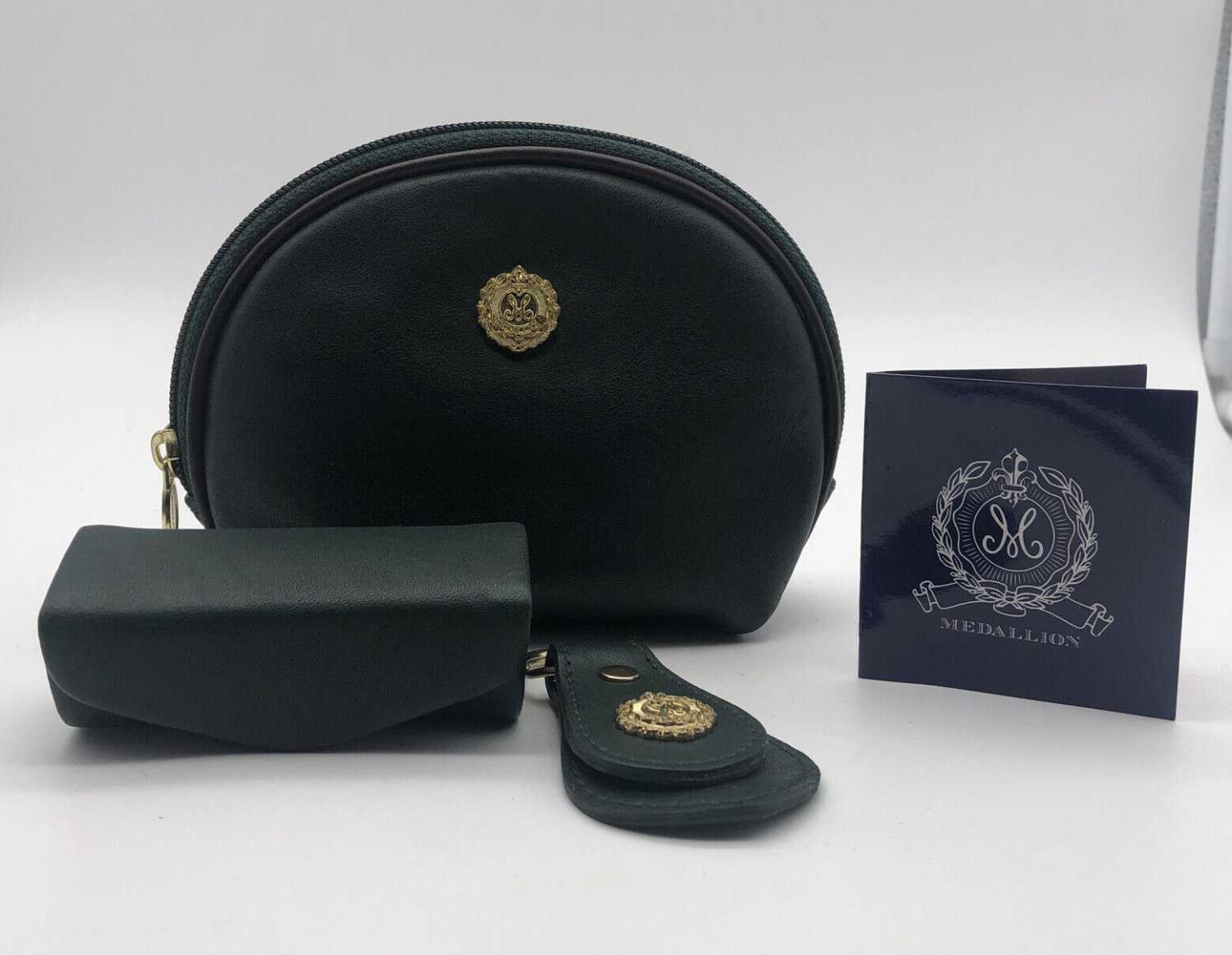 QVC Medallion Vintage Cosmetics MakeUp Bag Emerald Green Lipstick Case