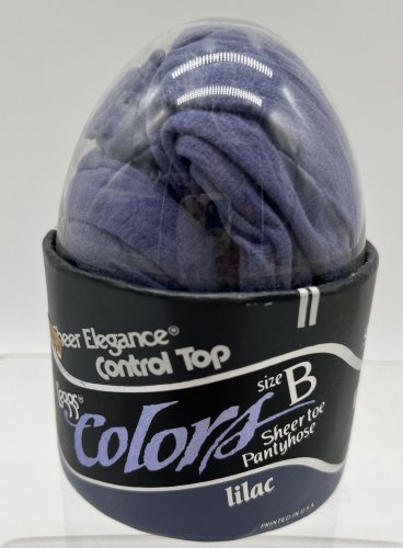 Leggs Colors Egg Sz B Lilac Sheer Toe Pantyhose Control Top 1980s