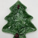 Ceramic Christmas Tree Cookie Serving Tray Holly Signed Dated 8”