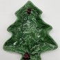 Ceramic Christmas Tree Cookie Serving Tray Holly Signed Dated 8&acirc;��