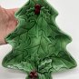 Ceramic Christmas Tree Cookie Serving Tray Holly Signed Dated 8&acirc;��