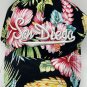 San Diego Black Tropical Floral Adjustable Hat Cap Embroidered