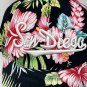 San Diego Black Tropical Floral Adjustable Hat Cap Embroidered