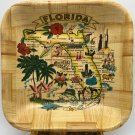 Florida Bamboo Pattern Souvenir Serving Tray Platter 11” x 11” Tropical Tiki Bar