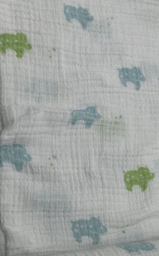 Aden + Anais Baby Blanket Blue Green Hippos White Printed Muslin Swaddle 45x47
