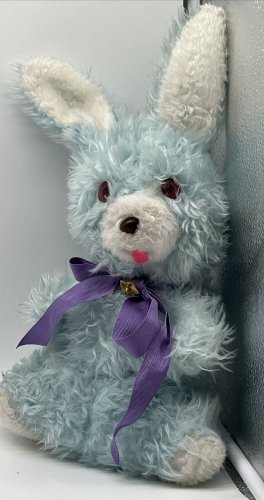 Rare A&L Novelty 17&acirc;�� Blue & White Easter Scruffy Bunny Rabbit Plush CUTE