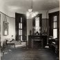 PHOTOGRAPH SITTING ROOM, FIREPLACE, SETEE STAIN GLASS WINDOW PIANO PHONOGRAPH