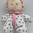 Little Kids Preferred Pink Flowers Stuffed Plush Rattle Cloth Baby 7” Doll RARE