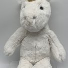 Pottery Barn Kids PBK Unicorn Plush Stuffed White Gold Horn 11”