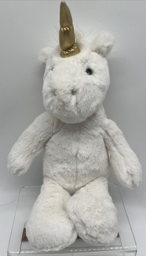 Pottery Barn Kids PBK Unicorn Plush Stuffed White Gold Horn 11&acirc;��