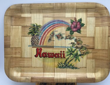 Hawaii Bamboo Pattern Souvenir Serving Tray Platter 16&acirc;��x 12 Tropical Tiki Bar
