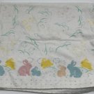 Riegel Baby Flannel Receiving Blanket 1970s Pastel Bunny Rabbits 30” x 40”