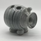 Handmade Art Pottery Grey Gray Pig Toothbrush Holder Signed Barb